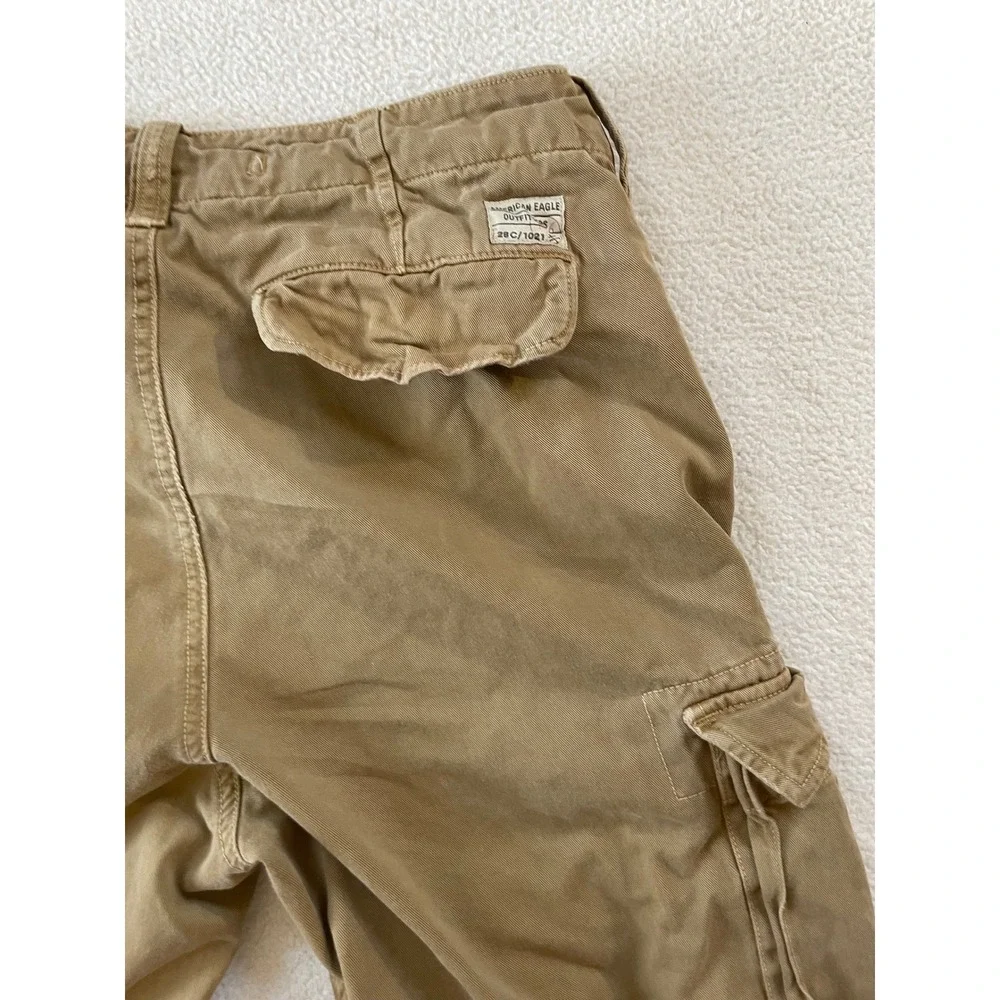 American Eagle Mens Hemmed to 28x24‎ Cargo Pants Tan Khaki Cotton Leg Utility